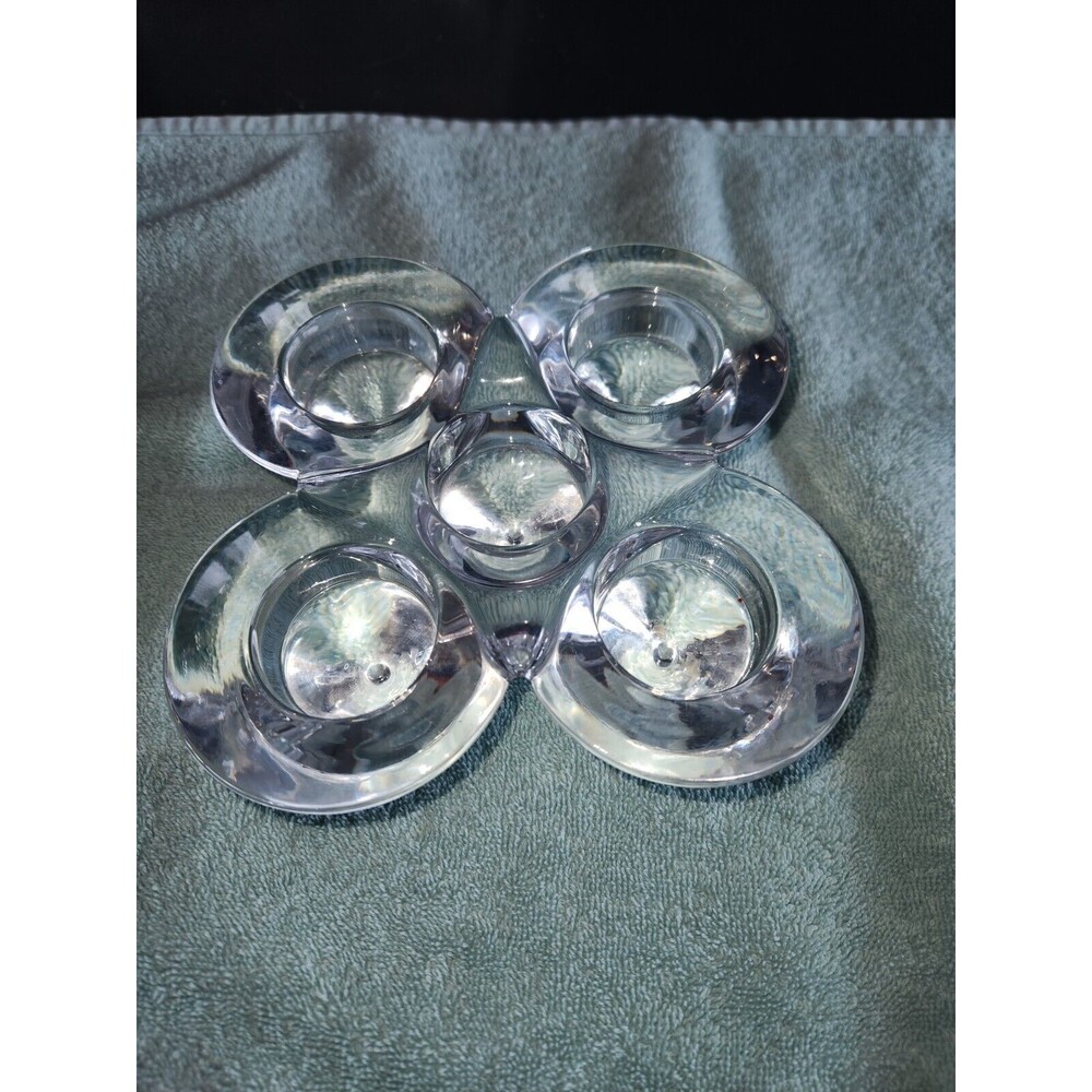 5 Footed, 5 Cup Candle Holder, Clear